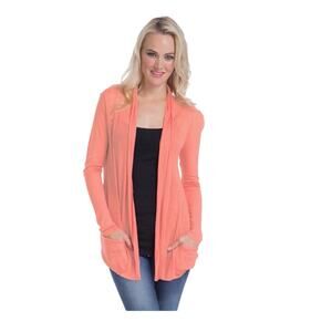 Torrid Plus Size Coral Long Sleeve Open Front Cardigan Lightweight 2/2X Pocket